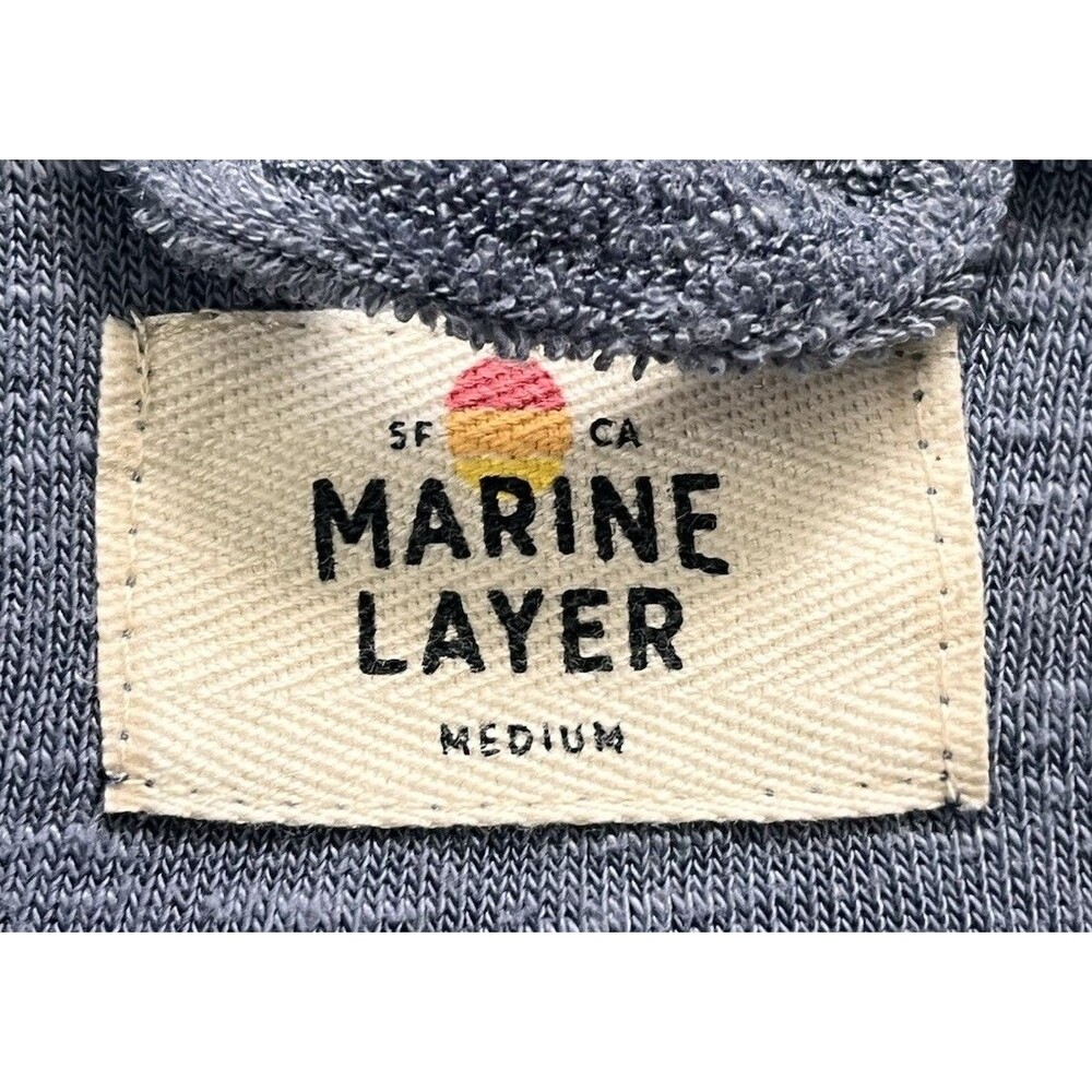 Marine Layer Towel Terry Resort Shirt Mens Sz M Indigo Blue Cabana Vacation - Picture 6 of 10